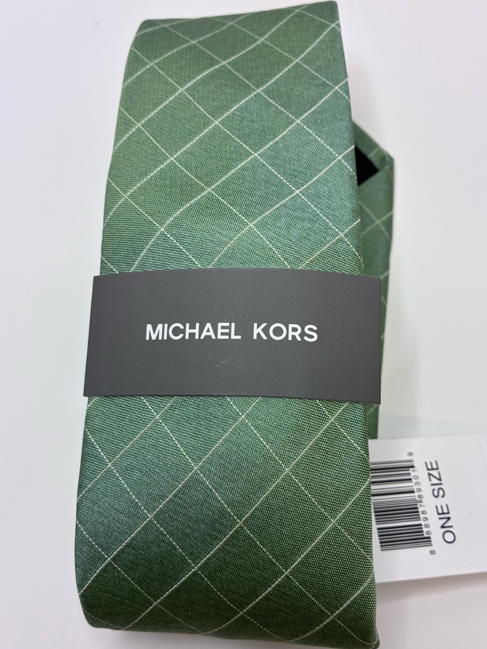 Michael Kors Men's Parkwood Grid Tie Green Geometric Textured Silk Blend ( NWTs)
